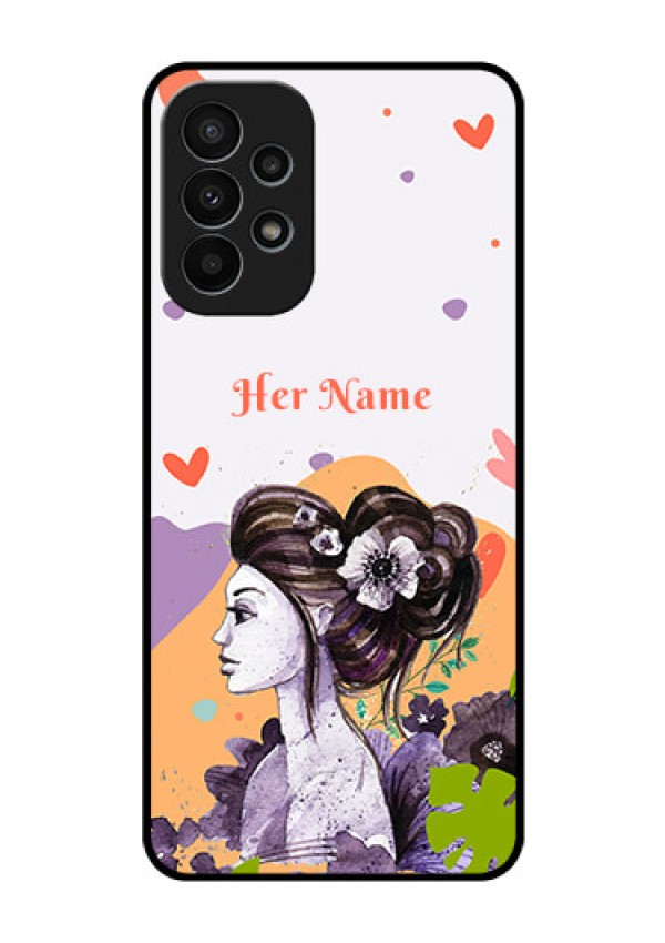 Galaxy A23 4G Personalized Glass Phone Case - Woman And Nature Design