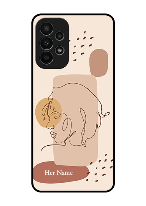 Galaxy A23 4G Photo Printing on Glass Case - Calm Woman line art Design