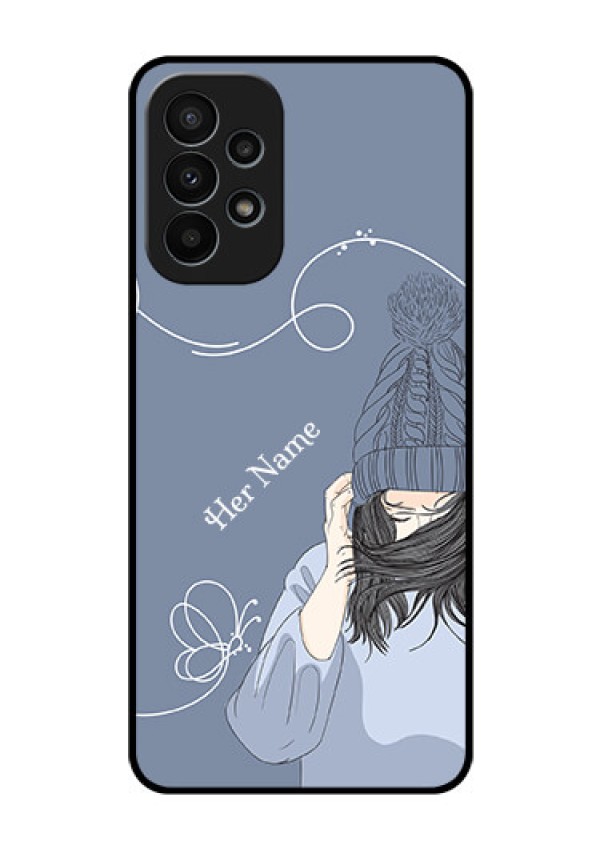 Galaxy A23 4G Custom Glass Mobile Case - Girl in winter outfit Design