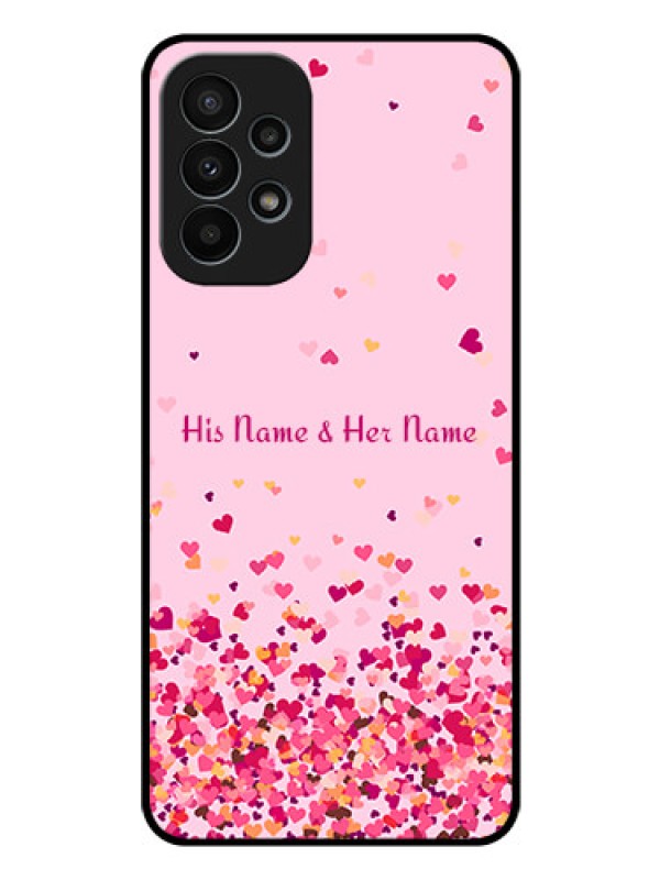 Custom Galaxy A23 4G Photo Printing on Glass Case - Floating Hearts Design