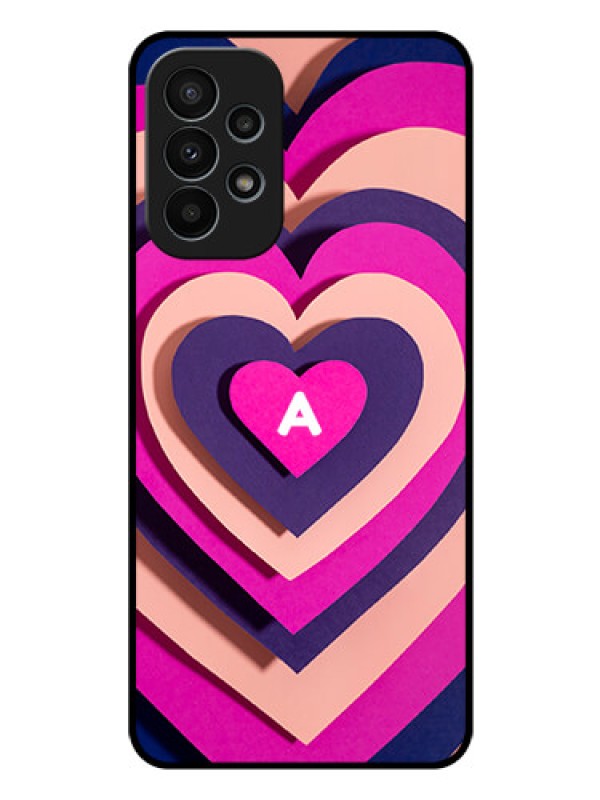 Custom Galaxy A23 4G Custom Glass Mobile Case - Cute Heart Pattern Design
