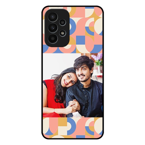 Galaxy A23 4G Photo Printing on Glass Case - Semi-circle Maze Pattern Design Galaxy A23 4G Photo Printing on Glass Case - Semi-circle Maze Pattern Design