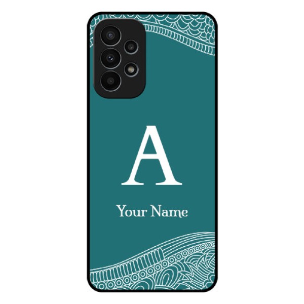 Galaxy A23 4G Personalized Glass Phone Case - line art pattern with custom name Design Galaxy A23 4G Personalized Glass Phone Case - line art pattern with custom name Design