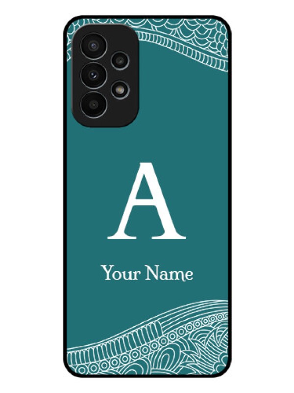Custom Galaxy A23 4G Personalized Glass Phone Case - line art pattern with custom name Design