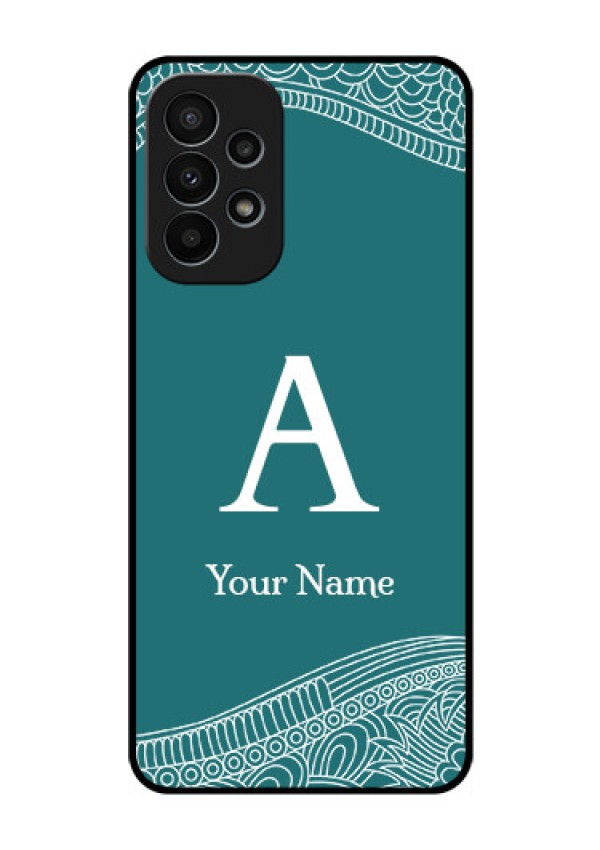 Galaxy A23 4G Personalized Glass Phone Case - line art pattern with custom name Design
