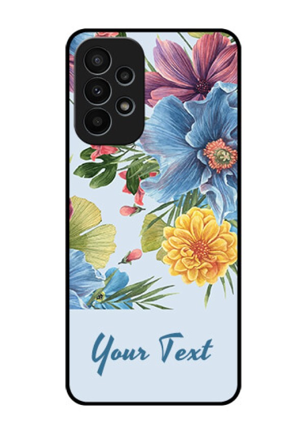 Galaxy A23 4G Custom Glass Mobile Case - Stunning Watercolored Flowers Painting Design