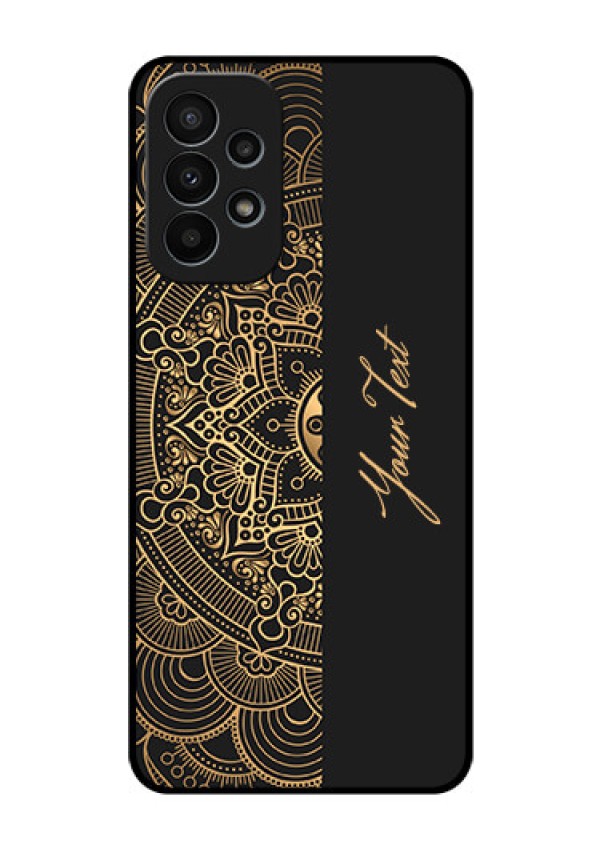 Galaxy A23 4G Photo Printing on Glass Case - Mandala art with custom text Design