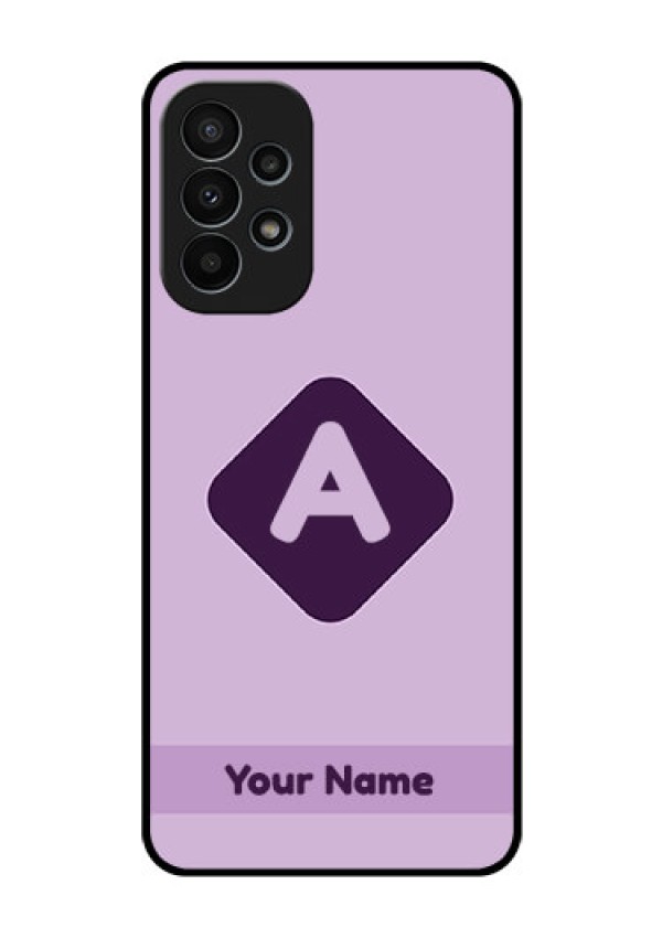 Galaxy A23 4G Custom Glass Mobile Case - Custom Letter in curved badge Design