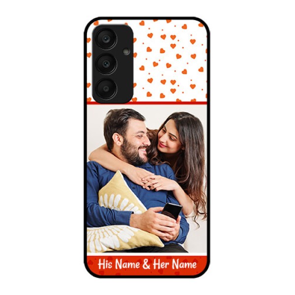 Samsung Galaxy A25 5G Custom Glass Phone Case - Orange Love Symbol Design Samsung Galaxy A25 5G Custom Glass Phone Case - Orange Love Symbol Design