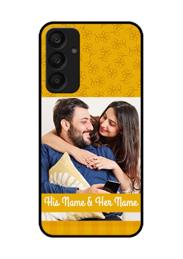 Samsung Galaxy A25 5G Custom Glass Phone Case - Yellow Floral Design