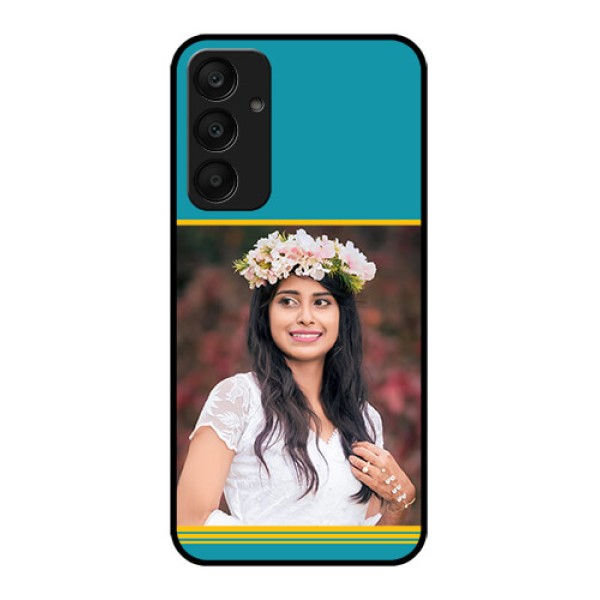 Samsung Galaxy A25 5G Custom Glass Phone Case - Yellow & Blue Design Samsung Galaxy A25 5G Custom Glass Phone Case - Yellow & Blue Design