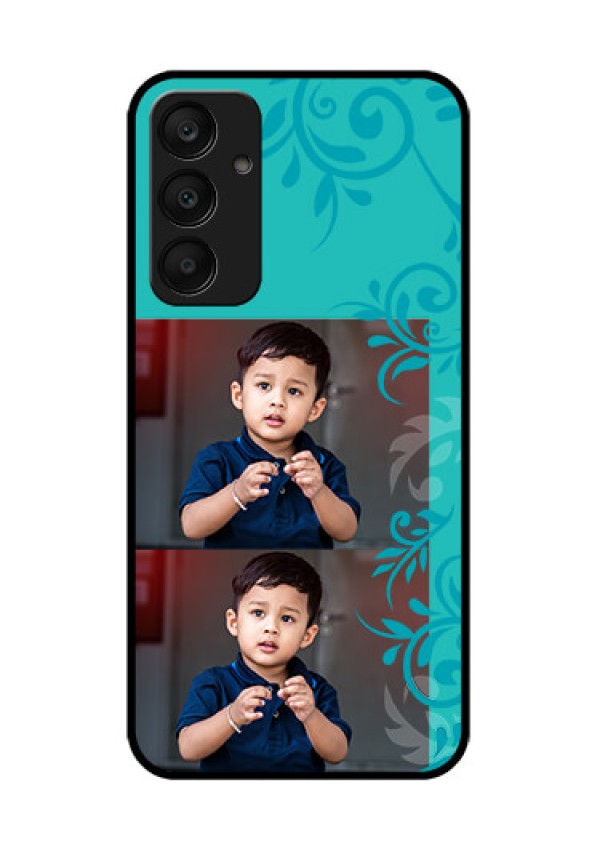 Samsung Galaxy A25 5G Custom Glass Phone Case - With Photo And Green Floral Design