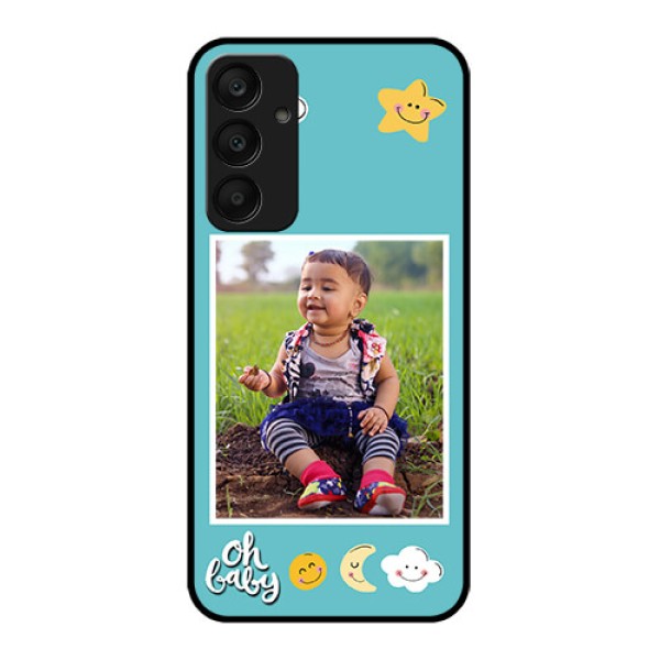 Samsung Galaxy A25 5G Custom Glass Phone Case - Smiley Kids Stars Design Samsung Galaxy A25 5G Custom Glass Phone Case - Smiley Kids Stars Design