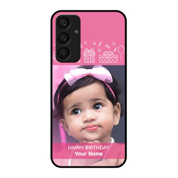 Samsung Galaxy A25 5G Custom Glass Phone Case - With Birthday Line Art Design Samsung Galaxy A25 5G Custom Glass Phone Case - With Birthday Line Art Design