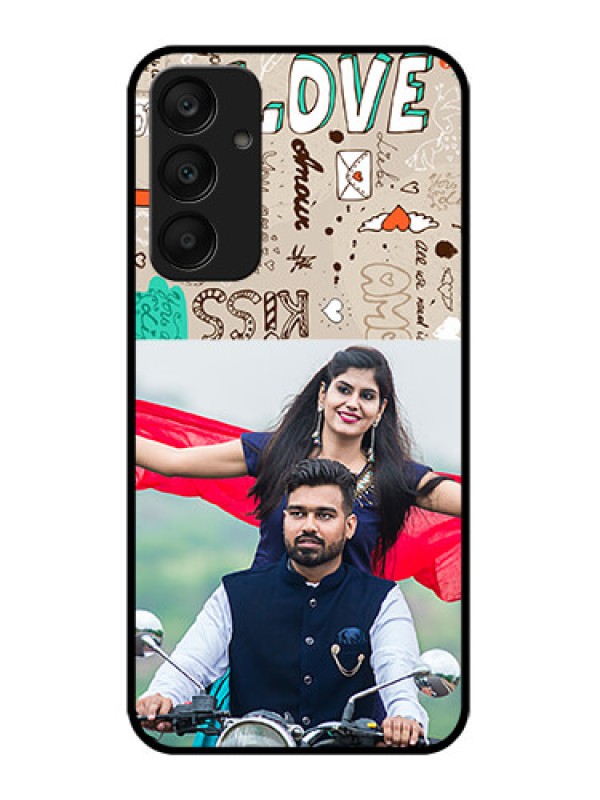 Custom Samsung Galaxy A25 5G Custom Glass Phone Case - Love Doodle Pattern