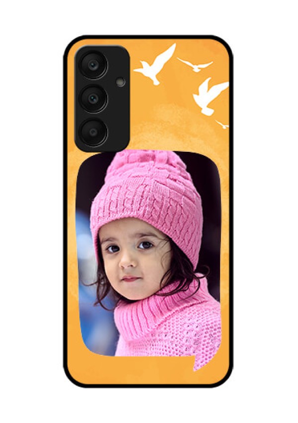 Samsung Galaxy A25 5G Custom Glass Phone Case - Water Color Design With Bird Icons