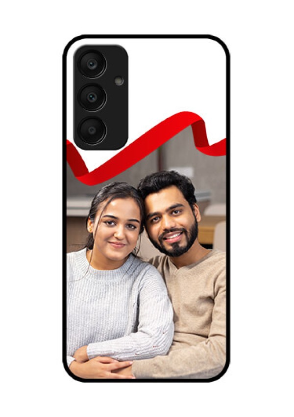 Samsung Galaxy A25 5G Custom Glass Phone Case - Red Ribbon Frame Design