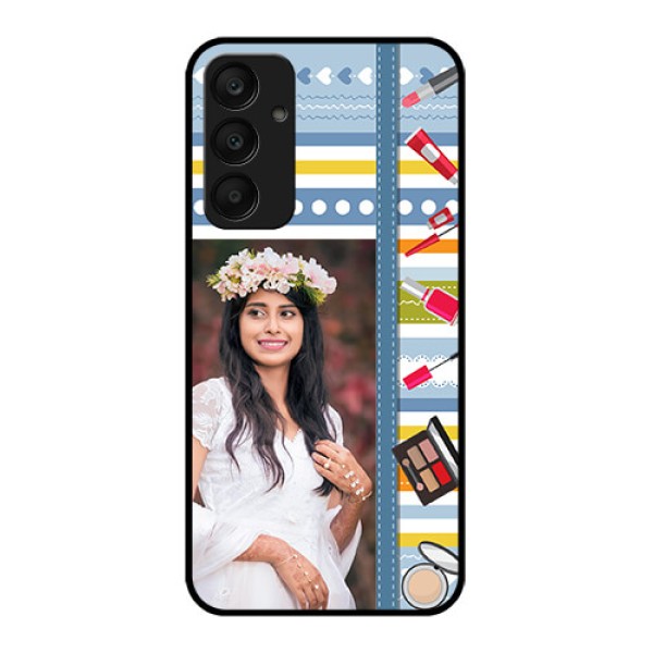 Samsung Galaxy A25 5G Custom Glass Phone Case - Makeup Icons Design Samsung Galaxy A25 5G Custom Glass Phone Case - Makeup Icons Design