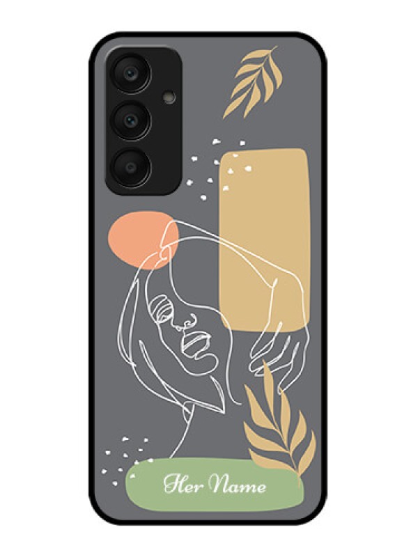 Custom Samsung Galaxy A25 5G Custom Glass Phone Case - Gazing Woman Line Art Design