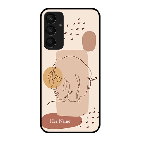 Samsung Galaxy A25 5G Custom Glass Phone Case - Calm Woman Line Art Design Samsung Galaxy A25 5G Custom Glass Phone Case - Calm Woman Line Art Design