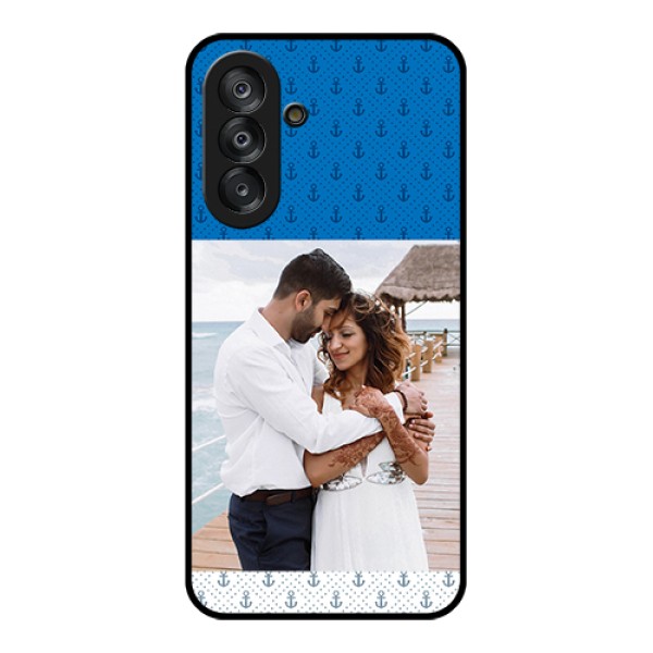 Galaxy A26 5G Custom Glass Phone Case - Blue Anchors Design