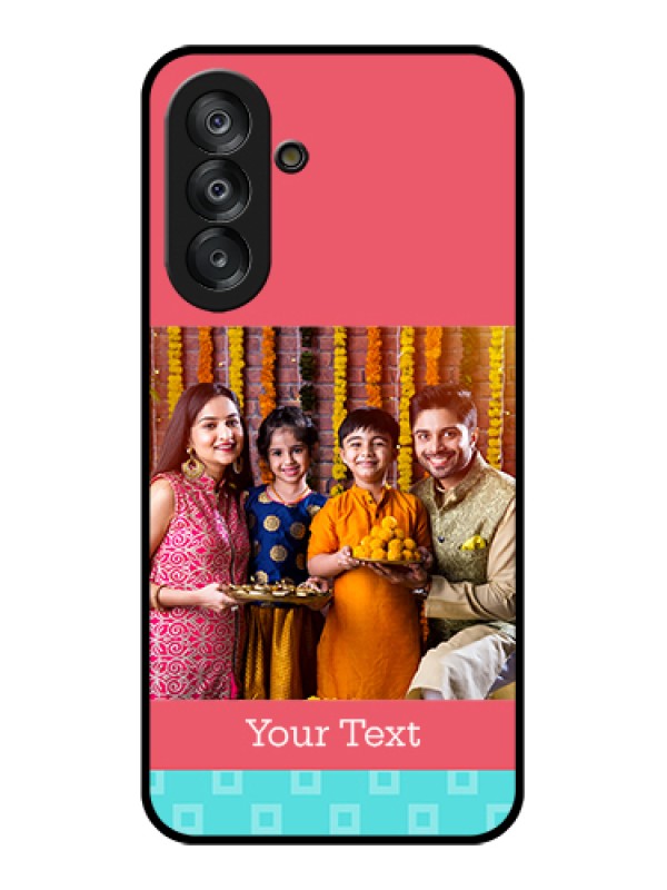 Custom Galaxy A26 5G Custom Glass Phone Case - Peach & Blue Color Design