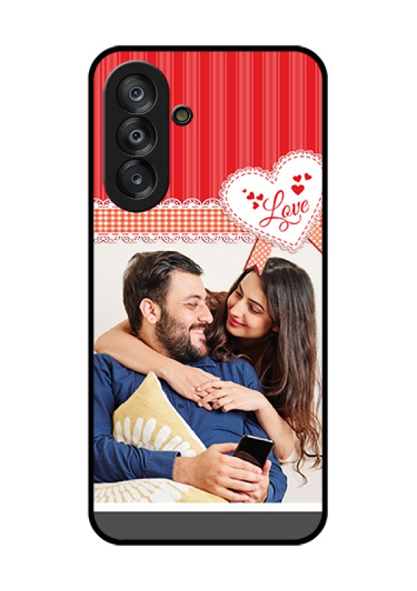 Galaxy A26 5G Custom Glass Phone Case - Red Love Pattern Design