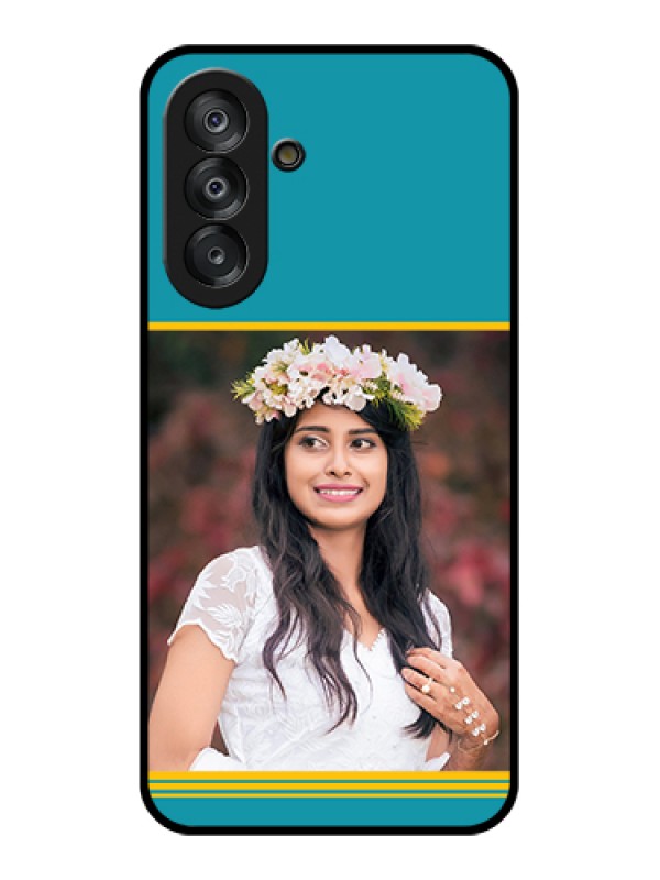 Custom Galaxy A26 5G Custom Glass Phone Case - Yellow & Blue Design