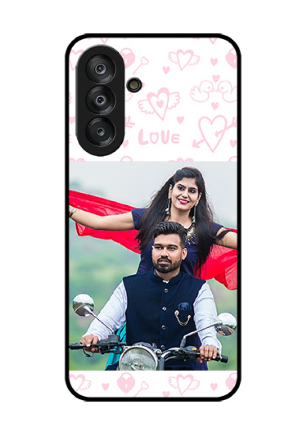 Galaxy A26 5G Custom Glass Phone Case - Pink Flying Heart Design