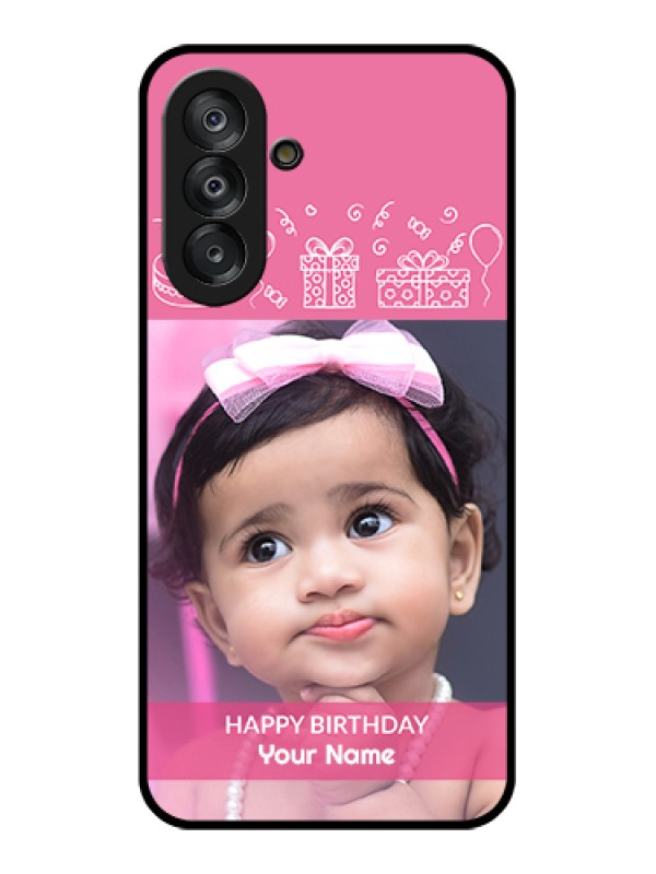 Custom Galaxy A26 5G Custom Glass Phone Case - With Birthday Line Art Design