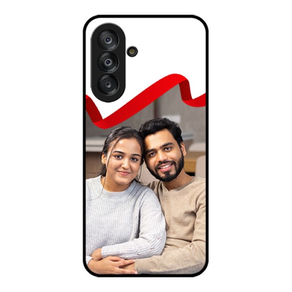 Galaxy A26 5G Custom Glass Phone Case - Red Ribbon Frame Design