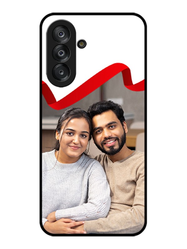 Custom Galaxy A26 5G Custom Glass Phone Case - Red Ribbon Frame Design