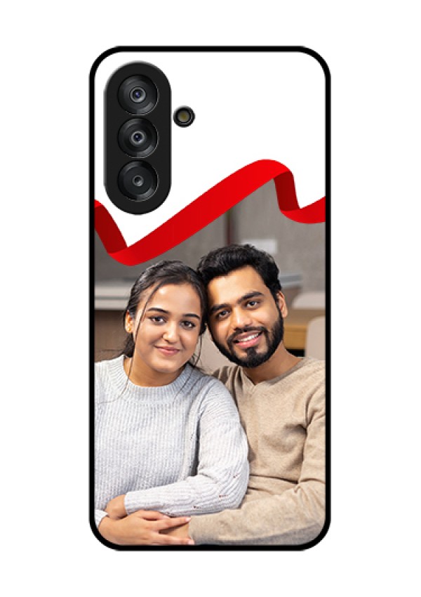Galaxy A26 5G Custom Glass Phone Case - Red Ribbon Frame Design