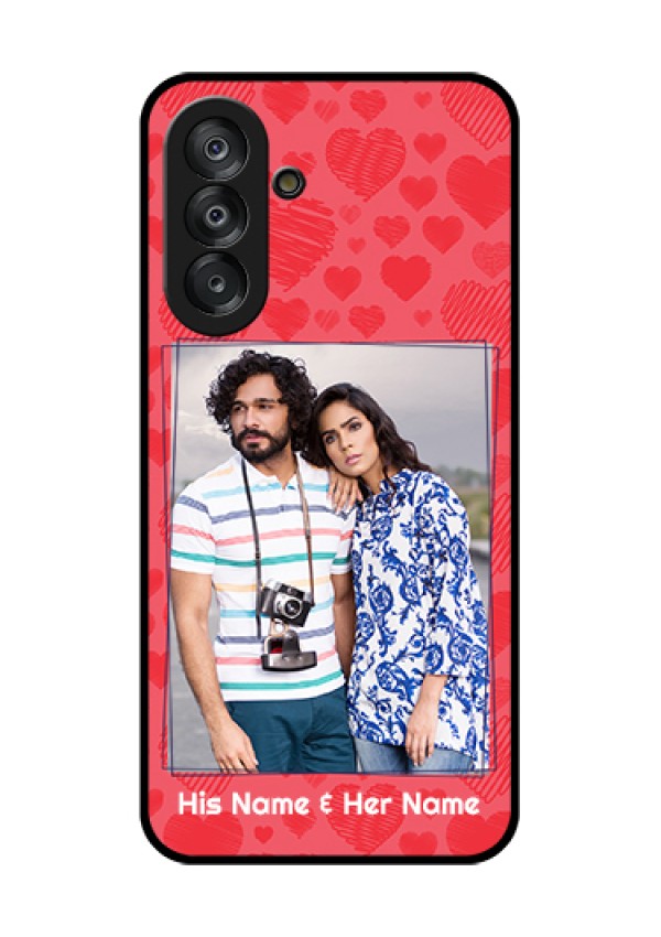 Galaxy A26 5G Custom Glass Phone Case - With Red Heart Symbols Design