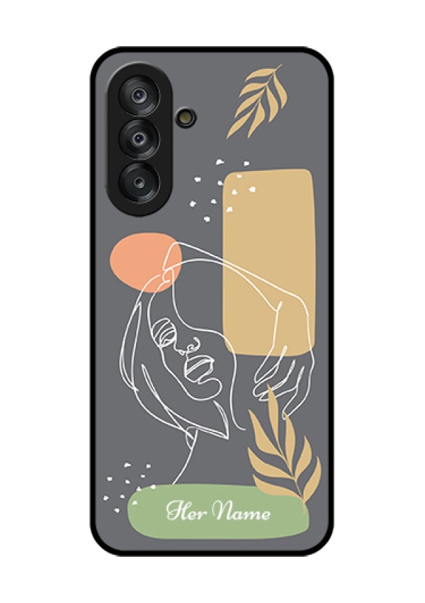 Galaxy A26 5G Custom Glass Phone Case - Gazing Woman Line Art Design