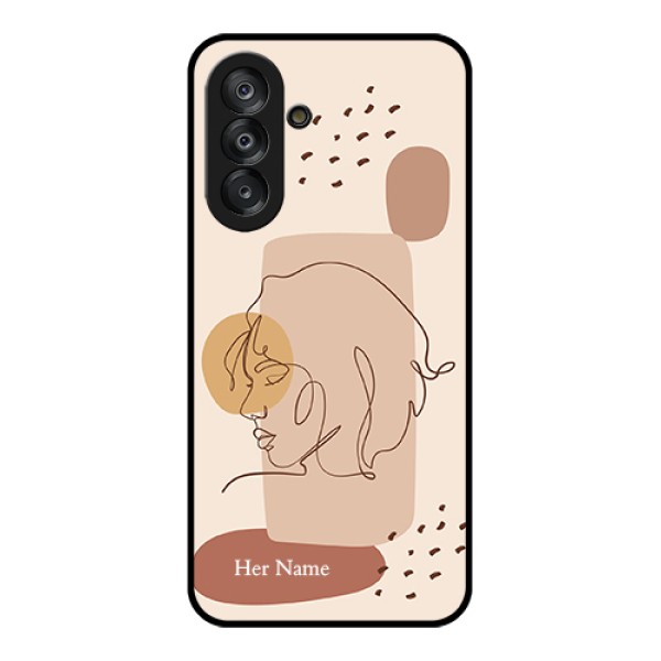 Galaxy A26 5G Custom Glass Phone Case - Calm Woman Line Art Design Galaxy A26 5G Custom Glass Phone Case - Calm Woman Line Art Design