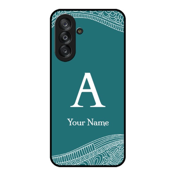 Galaxy A26 5G Custom Glass Phone Case - Line Art Pattern With Custom Name Design Galaxy A26 5G Custom Glass Phone Case - Line Art Pattern With Custom Name Design