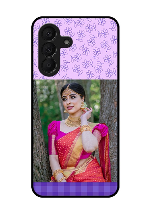 Samsung Galaxy A27 5G Custom Glass Phone Case - Purple Floral Design