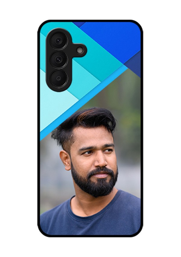 Samsung Galaxy A27 5G Custom Glass Phone Case - Blue Pattern Design