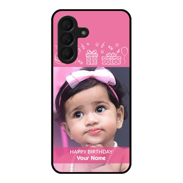 Samsung Galaxy A27 5G Custom Glass Phone Case - With Birthday Line Art Design Samsung Galaxy A27 5G Custom Glass Phone Case - With Birthday Line Art Design