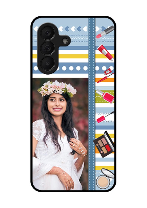 Samsung Galaxy A27 5G Custom Glass Phone Case - Makeup Icons Design