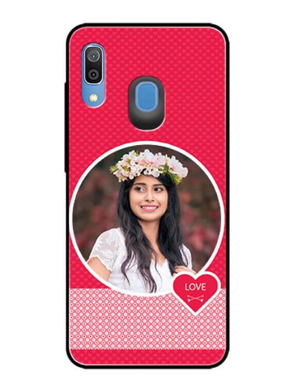 Custom Samsung Galaxy A30 Personalised Glass Phone Case  - Pink Pattern Design