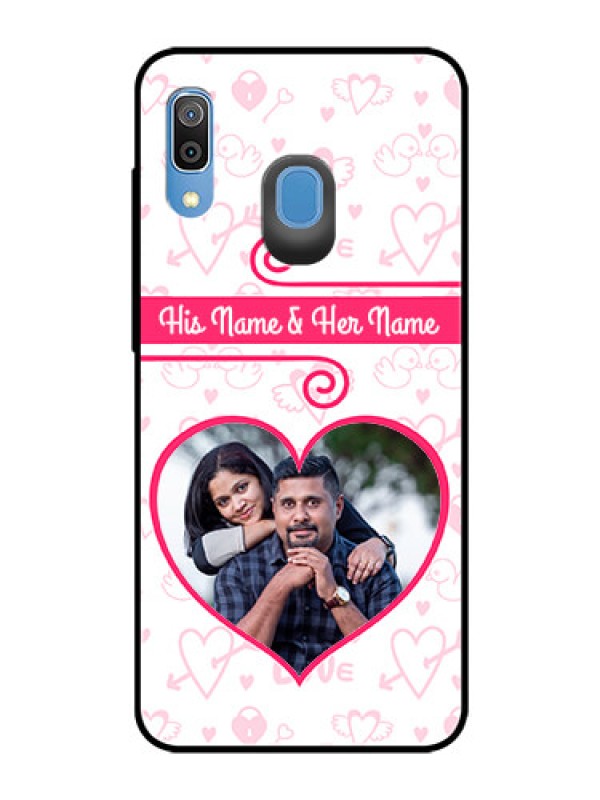 Custom Samsung Galaxy A30 Personalized Glass Phone Case  - Heart Shape Love Design