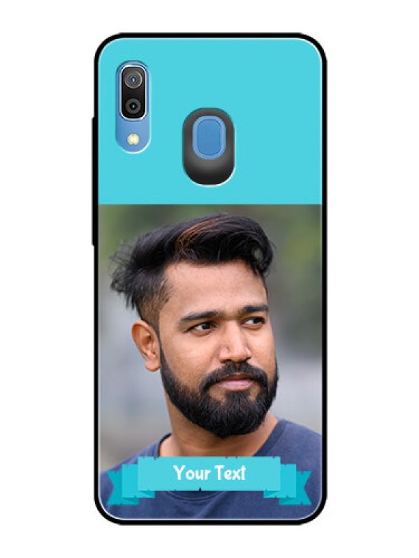 Custom Samsung Galaxy A30 Personalized Glass Phone Case  - Simple Blue Color Design