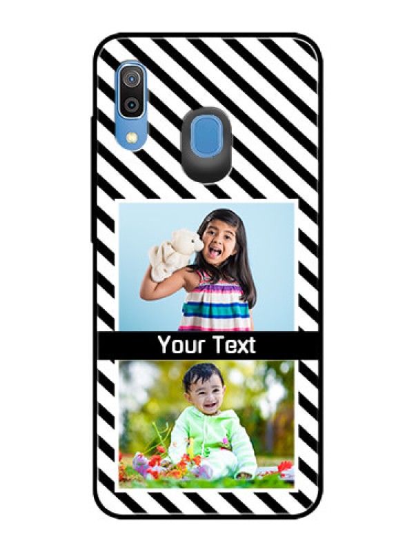 Custom Samsung Galaxy A30 Photo Printing on Glass Case  - Black And White Stripes Design