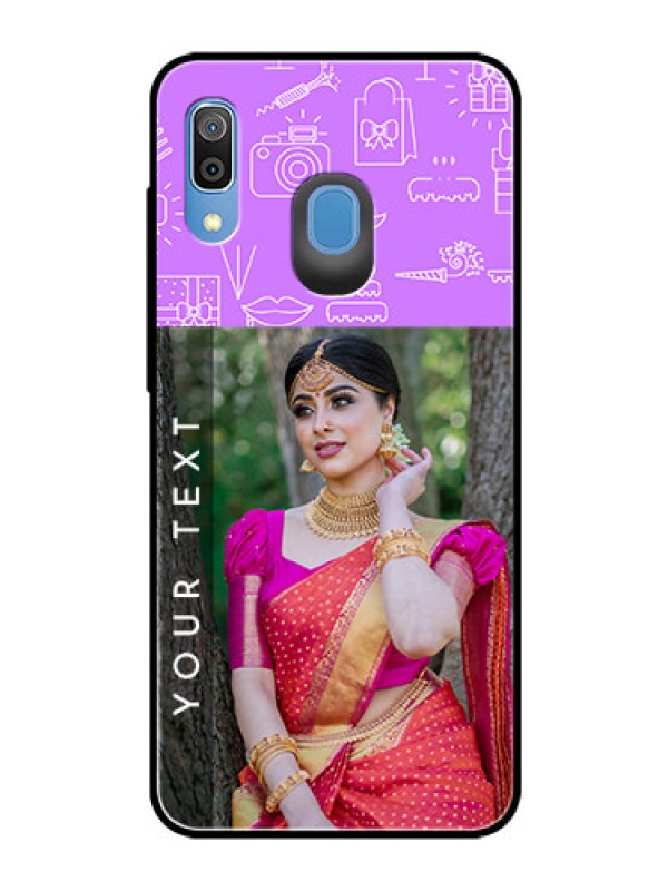 Custom Samsung Galaxy A30 Custom Glass Mobile Case  - Birthday Icons Design