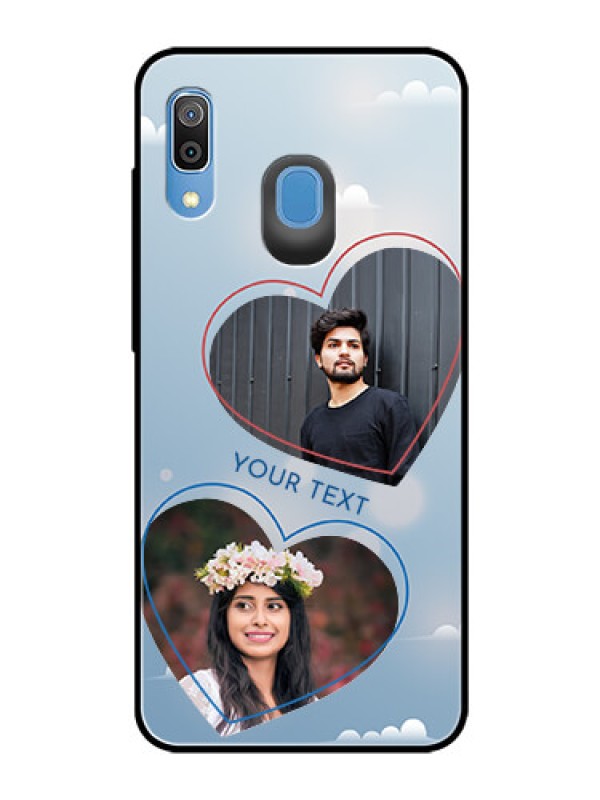 Custom Samsung Galaxy A30 Custom Glass Mobile Case  - Blue Color Couple Design 