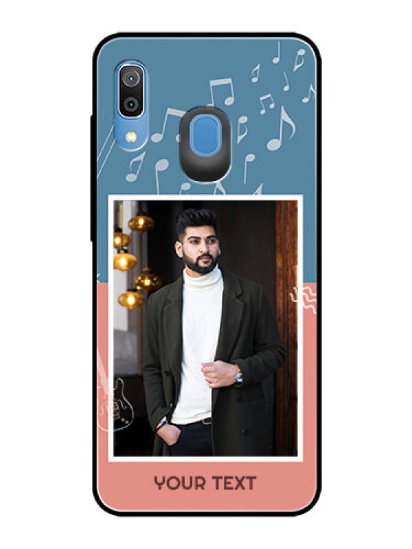 Custom Samsung Galaxy A30 Photo Printing on Glass Case  - with Color Musical Note Design