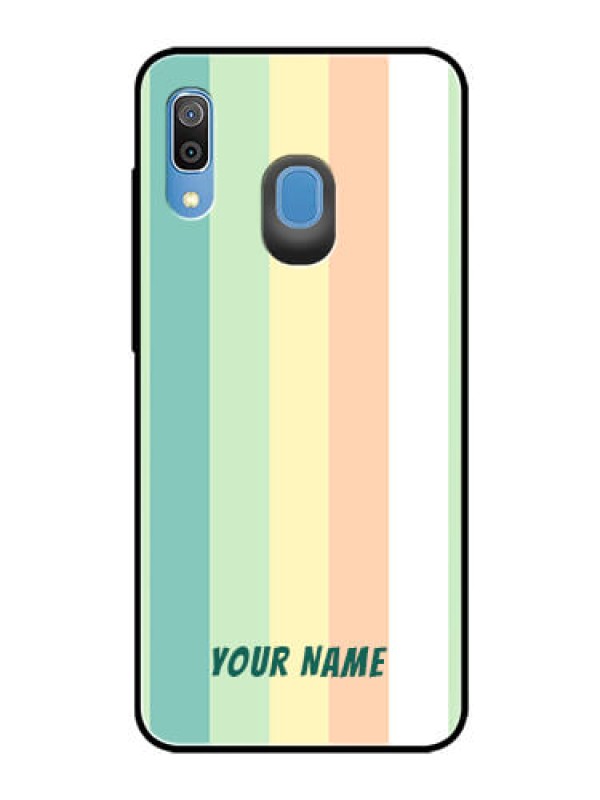 Custom Galaxy A30 Photo Printing on Glass Case - Multi-colour Stripes Design