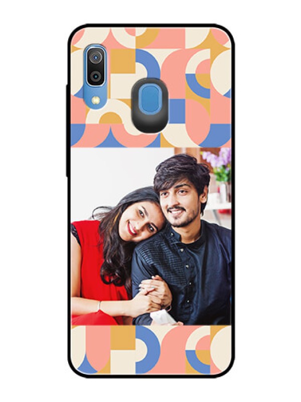 Custom Galaxy A30 Photo Printing on Glass Case - Semi-circle Maze Pattern Design